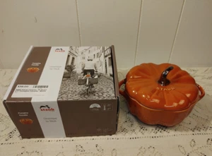 NEW Staub Ceramic .75 Quart 5.7” Pumpkin Cocotte - Burnt Orange - Picture 1 of 15
