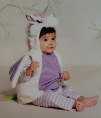 Infant 0-6 Month Halloween Unicorn Costume Plush Pullover w/ Hood Shirt Leggings - Image 1 of 3