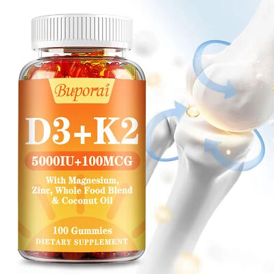 BUPORAI Vitamina D3 + K2 5000UI - Magnesio, Zinc - Apoyo Inmunológico Huesos Fuertes Músculos