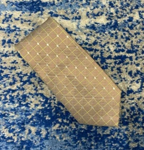 DeSantis Collection Taupe Silver Metallic Green 100% Silk Necktie Handmade Italy - Picture 1 of 5