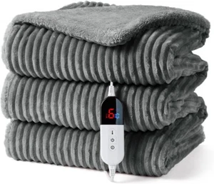 Electric Throw Blanket 130x160cm, Thick Ribbed Flannel Heated Blanket, Heated - Picture 1 of 8