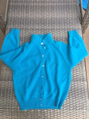 Cárdigan Pandora Cordero Lana y Angora Suéter Parte Inferior Azul Teal 12 Niñas Foto 1 de 4