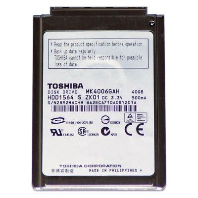 40GB Festplatte 1,8" Zoll CF | Toshiba MK4006GAH | Neu iPod Classic 2 3 4 Gen - Bild 1 von 3