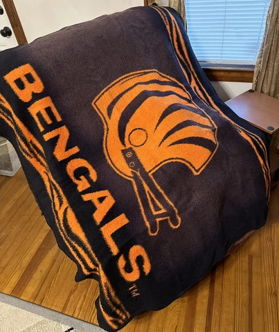 Vintage Biederlack NFL CincinnatiBengals Fleece Throw blanket 54×46 Cover