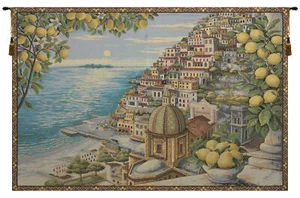 Tapiz de pared bohemio italiano - Paisaje marino y paisaje de la costa de Amalfi 36x53 en arte - Imagen 1 de 6