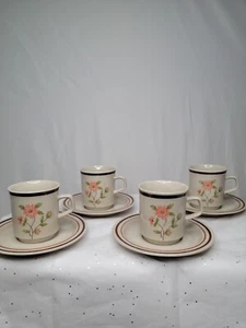 Newcor Stoneware Cup & Saucer Tradition 409 Japan Tea Set 4 Cups and 4 Saucers - Picture 1 of 5