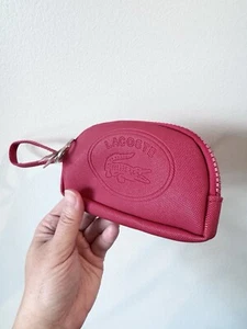 Lacoste Red Wristlet Coin Purse With Key Ring - Picture 1 of 6