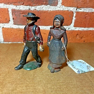 Wilton Gusseisen Amish Paar Mann & Frau Figuren Originallack 4,5" groß - Bild 1 von 5