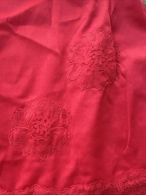 Vintage 50s Red Nylon Lace Floral  Half Slip Skirt Size Medium Sears 21”long - Image 1 of 4