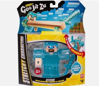 MOOSE ENTERPRISE Heroes of Goo Jit Zu Minecraft Steve Figur Stretchy Squishy Brandneu Versiegelt