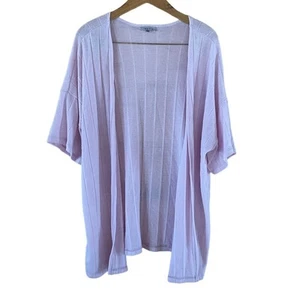 Cardigan donna bianco betulla viola chiaro aperto davanti. Taglia S. - Foto 1 di 4