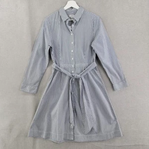 J Crew Dress Womens 8 Blue Striped NEW Tie Waist Poplin Shirt Nautical Preppy - Picture 1 of 10