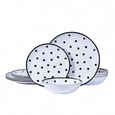12pcs Melamine Dinnerware Set, Dinner Dishes Set for 4, Plates and Bowls Set,... - Image 1 of 4