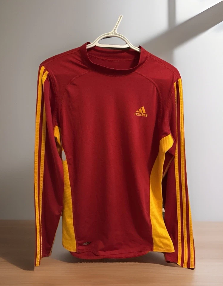 Adidas молодежи мальчиков XL Climacool красный и желтый длинным рукавом спортивная рубашка - Изображение 1 из 4