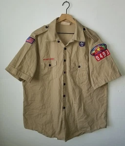 Boy Scouts Uniform Shirt BSA #9493 Vintage Insignia All 100% Cotton USA Mens 2XL - Picture 1 of 4
