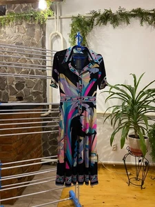 Vintage Leonard Paris 70’s Silk Jersey Midi Dress With Ornamental Pattern Size 1 - Bild 1 von 18