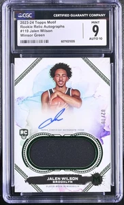 2023-24 Motif #119 Jalen Wilson /10 Rookie Relic Autographs CGC 9 - Picture 1 of 2