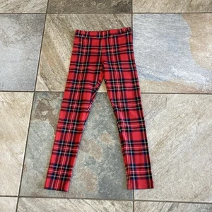 Red Plaid Leggings Crewcuts Girls Size 6-7 GUC  - Picture 1 of 5