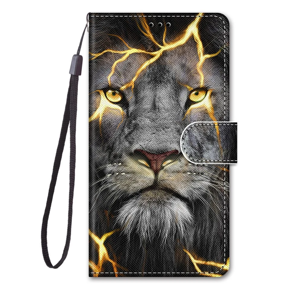Flip Lion Wallet Cover Case For S25 S24 17 16 Xiaomi OPPO Redmi Motorola Realme - Image 1 of 4