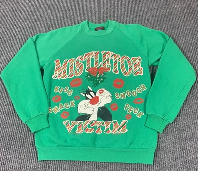 Sudadera De Colección Sylvester El Gato Para Mujer Mediana Verde Looney Tunes Navidad Años 90 Foto 1 de 4