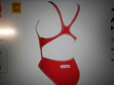 ARENA MAKINA SCHWIMMANZUG GR 152 HIGHLEG 2 RED- WHITE WETTKAMPFANZUG SWIMSUIT - Bild 1 von 4