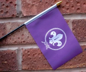 SCOUTS HAND WAVING FLAG Small 6" x 4" with black pole Scouting boys club - Picture 1 of 1