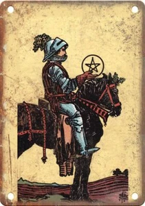 Minor Arcana Knight of Pentacles 12" x 9" Reproduktion Blechschild MA80 - Bild 1 von 1