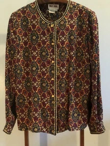 Maggy London Blouses Women’s 100% Silk Button Up Shirt Size 12 - Picture 1 of 7