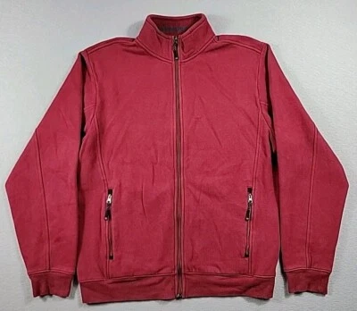 Cutter & Buck Full Zip Jacket Mens Medium Burgundy High Collar Pockets Sweater - Image 1 of 4