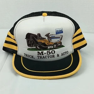 Vintage Cub Cadet Hat Snap Back Yellow Black Trucker Cap M-50 Truck Tractor Auto - Picture 1 of 14