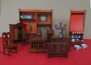 MEUBLES MINIATURES en BOIS. MAISON De POUPES. 11 PIECES. VINTAGE. - Photo 1/5