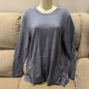 Christopher & Banks Women Long Sleeve Round Neck Side Buttons Knit Pullover XL - Picture 1 of 4