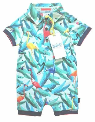 Ted Baker Baby Boy Polo Romper Bodysuit Flamingo Summer Gift Newborn Months - Image 1 of 4