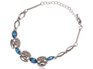 Crystal Elements Sapphire Tone Shell Inspired Rhinestone VTG Bracelet - Picture 1 of 5