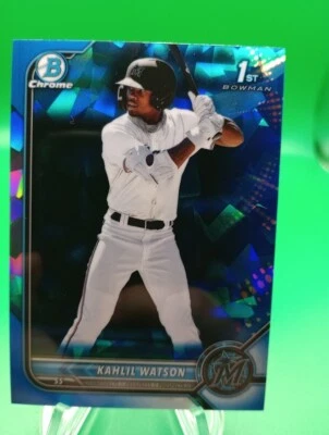 2022 Bowman Chrome Sapphire Khalil Watson 1st Bowman #BCP-3 Marlins RC - Image 1 of 2
