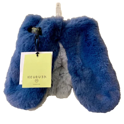 Guantes de manopla de piel sintética Heurueh Masha difusos suaves dos tonos azul forrado cálido invierno Foto 1 de 4