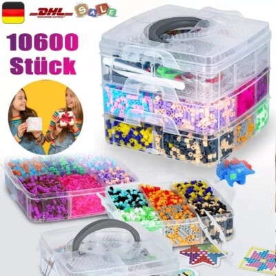 10600 Stk Bügelperlen Set,Steckperlen mit Aufbewahrungsbox,Bügelperlen Platten, - Bild 1 von 4