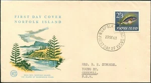 1963 Norfolk Island 2'3 Fish Definitive Addressed WCS FDC, Mint Condition - Bild 1 von 1