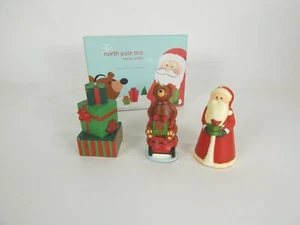 The White Barn Candle Co. North Pole Trio Figural Candles, Santa, Bear, Presents - Picture 1 of 8