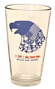 Nellis AFB Nevada 57th Wing Logo 'Ops Never Stops' 16oz Beer Drinking Glass - Picture 1 of 13