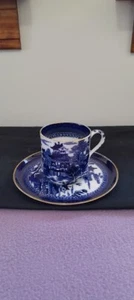 Antique Spode 1327 BLUE WILLOW Demitasse Cup & Saucer - Picture 1 of 4