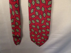Robert Talbott Tie Red Handsewn for the Locker Room Geometric Classic Length - Picture 1 of 9