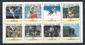 Eritrea Feuillet 6 Timbres Neuf ** (MNH)1984 - J.O de Los Angeles - Foto 1 di 1