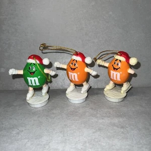 Vintage 1989 M&M Christmas Ornaments. 1 Green, 2 Orange READ❗️ - Picture 1 of 8