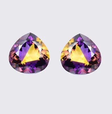 1 Pair 5 x 5 MM Natural Bi-Color Bolivia Ametrine Untreated Gemstone Certified - Image 1 of 4