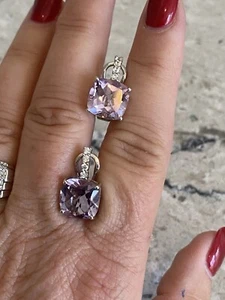 NYC II Sterling Silver Pink Amethyst & White Zircon Earrings NWT - Picture 1 of 10