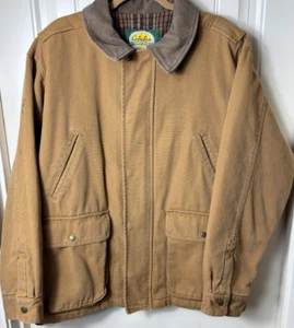 Cabela's Mens Brown Tan Carhart Style Jacket Coat Large Lining Leather Collar - Picture 1 of 7