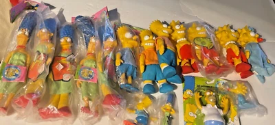 Vintage 1990 Os Simpsons 12 Bonecas de Pelúcia Lote de Figuras Seladas Novas!! 4 plásticos - Imagem 1 de 4