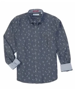 Tommy Bahama Men's SZ L Geo-Tini Long Sleeved Button Up Shirt Ocean Deep Blue - Picture 1 of 13