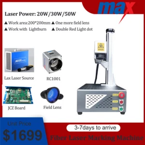 MAX 20W/30W/50W Fiber Laser Marking Machine RC1001 Galvo Double Red Dot 200mm - Picture 1 of 9